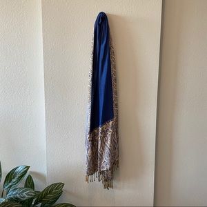 Reversible Navy & Cream Pashmina Shawl